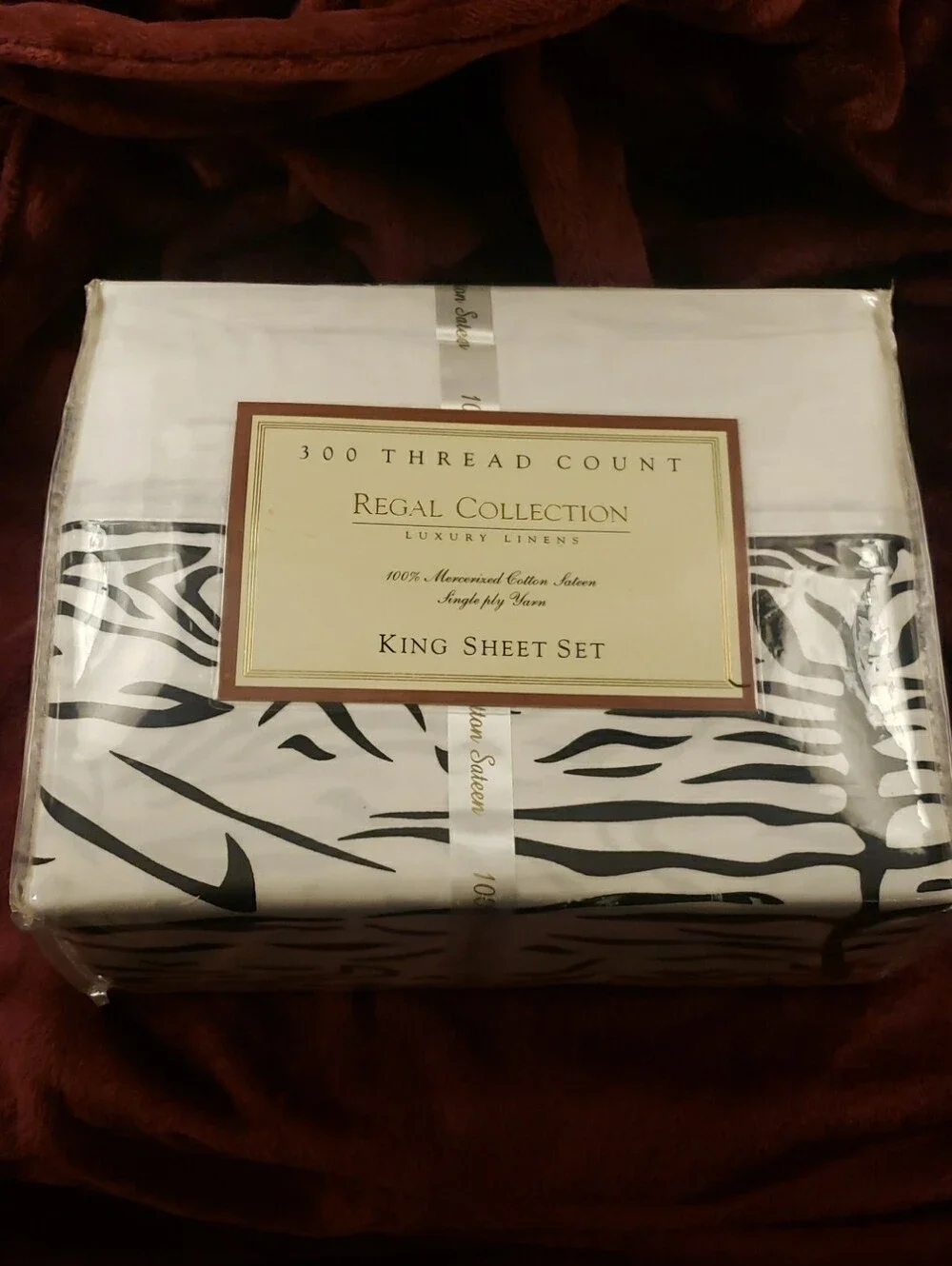 Regal Collection Luxury 4 Piece King Sheet Set Zebra Print 100% Cotton Sateen